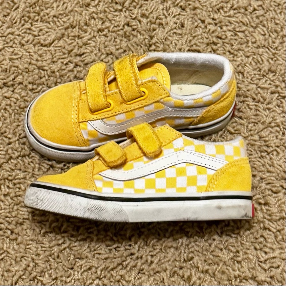 Vans Kids Yellow Checkered Sneakers